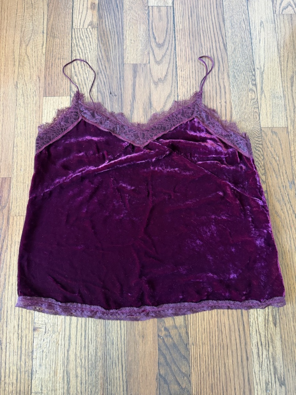 AllSaints Noa Lace Trim Velvet Camisole Women’s Size M